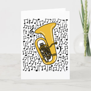 Cartes Pour Fêtes Annuelles Tuba Notes musicales Tubaist Brass musicien