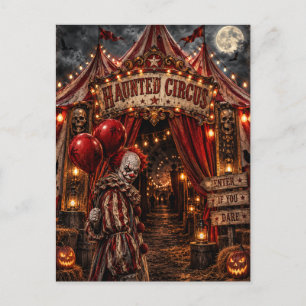 Cartes Pour Fêtes Annuelles Tueur Clown de Cirque Hanté Halloween Nuit