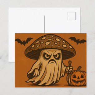 Cartes Pour Fêtes Annuelles Tueur Shroom Éffrayant fantôme avec couteau