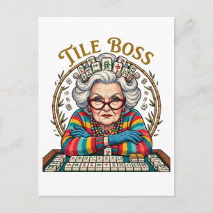 Cartes Pour Fêtes Annuelles Tuile de mahjong Boss