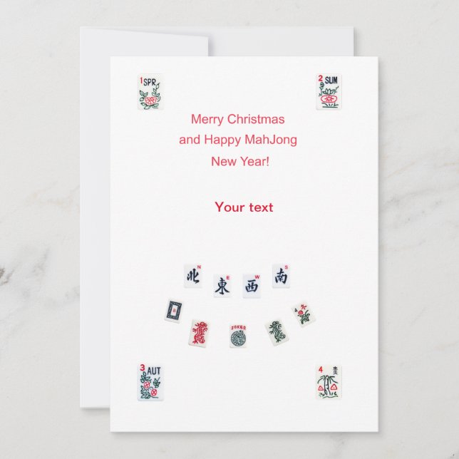 Cartes Pour Fêtes Annuelles Tuiles de Mahjong symboles conception pour Noël (Devant)