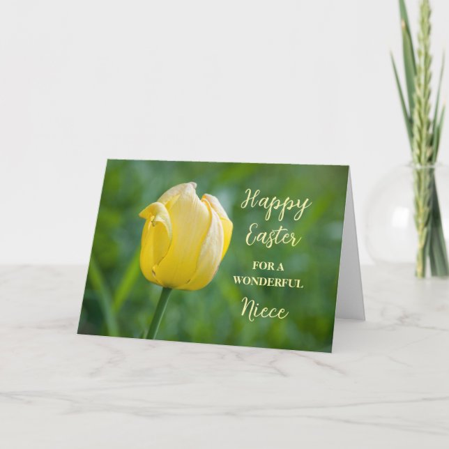 Cartes Pour Fêtes Annuelles Tulipe Jaune Nièce Joyeuse Pâques (Devant)