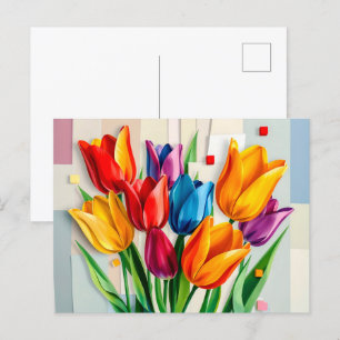 Cartes Pour Fêtes Annuelles Tulipes colorées dans le style Abstrait moderne