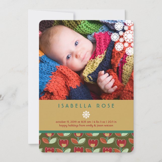 Cartes Pour Fêtes Annuelles Tulipes de fête Photo d'annonce de naissance pour  (Devant)