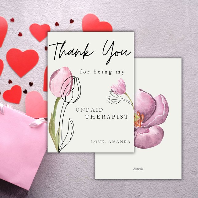 Cartes Pour Fêtes Annuelles Tulipes Mignonnes Aquarelle Meilleure Amie Drôle (Créateur téléchargé)