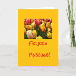 Cartes Pour Fêtes Annuelles tulipes mixtes salut de pâques jaunes en espagnol