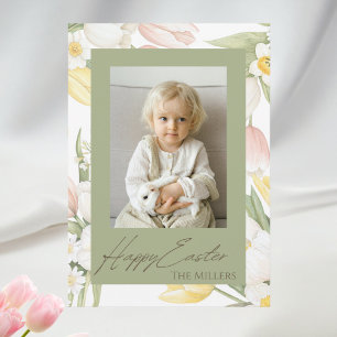 Cartes Pour Fêtes Annuelles Tulipes Pastel et Daffodiques Photo personnalisée 