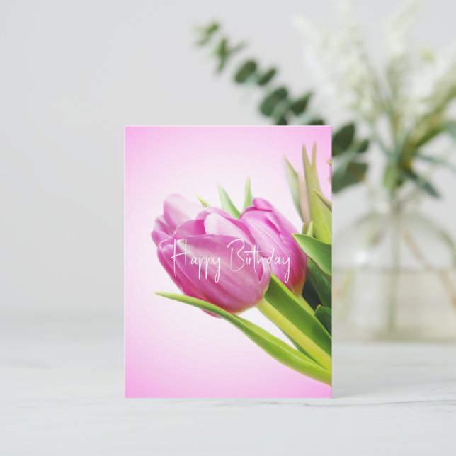 Cartes Pour Fêtes Annuelles Tulipes roses (Debout devant)