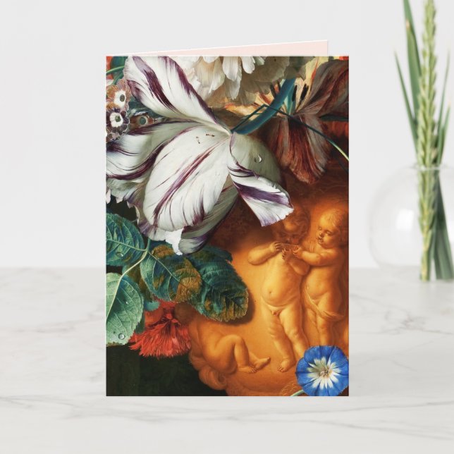 Cartes Pour Fêtes Annuelles TULIPS BLANCS, ANÉMONES ET CUPIDES Saint-Valentin (Devant)