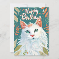 Turc Angora Chat Joyeux anniversaire