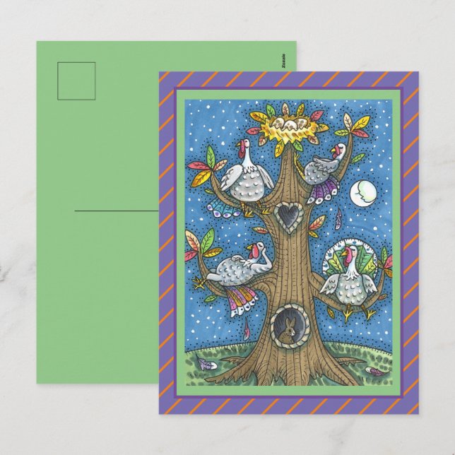 CARTES POUR FÊTES ANNUELLES TURQUIE ARBRE, GRÂCE À DES GOBBERS AMUSANTS QUI SE (Devant / Derrière)