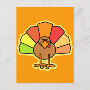 Cartes Pour Fêtes Annuelles Turquie Caricature mignonne Thanksgiving Design