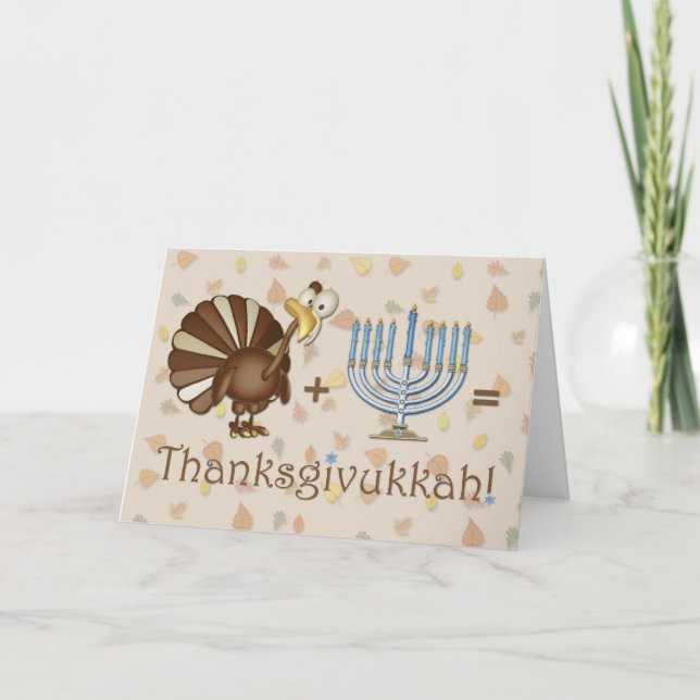 Cartes Pour Fêtes Annuelles Turquie, Minorah, humour Thanksgivukkah Salutation (Devant)