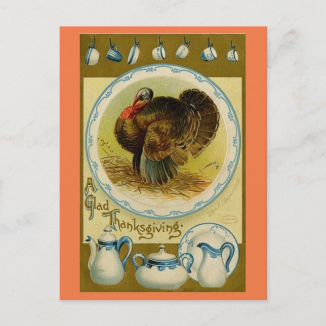 Cartes Pour Fêtes Annuelles Turquie vintage Avec Plats (Devant)
