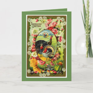 Cartes Pour Fêtes Annuelles Turquie vintage Salutations d'action de grâces