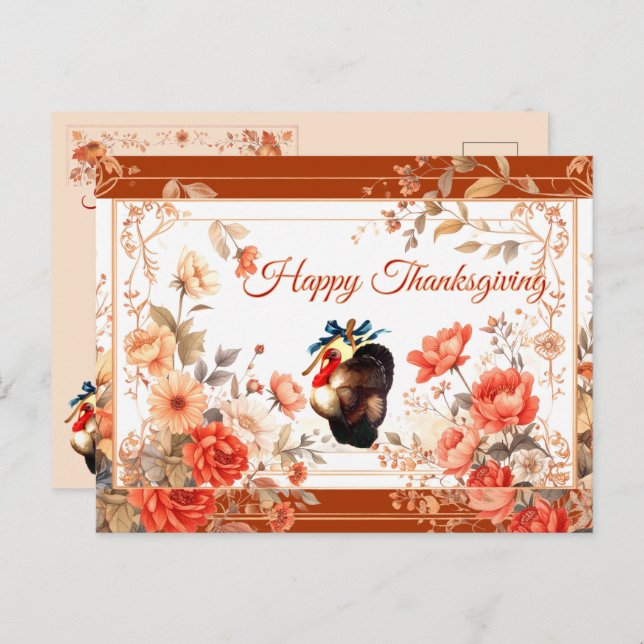 Cartes Pour Fêtes Annuelles Turquie Voeux d'action de grâces (Devant / Derrière)