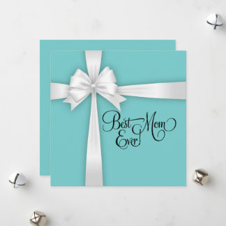 Cartes Pour Fêtes Annuelles Turquoise Bleu Classique Meilleure Maman