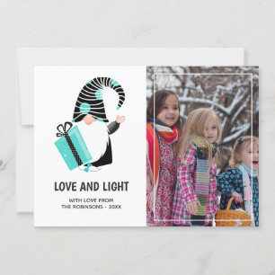 Cartes Pour Fêtes Annuelles Turquoise et noir Gnome Joyeuses Fêtes de Salut Ph