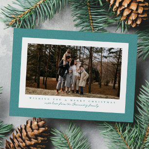 Cartes Pour Fêtes Annuelles Turquoise herringbone tweeté simple photo de Noël