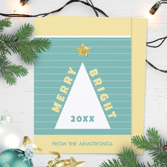 Cartes Pour Fêtes Annuelles Turquoise Minimalist Geometric Christmas Tree (Turquoise Minimalist Christmas Tree Simple Holiday Card ©Susanne Sachers - Sunny Mind 🌞)