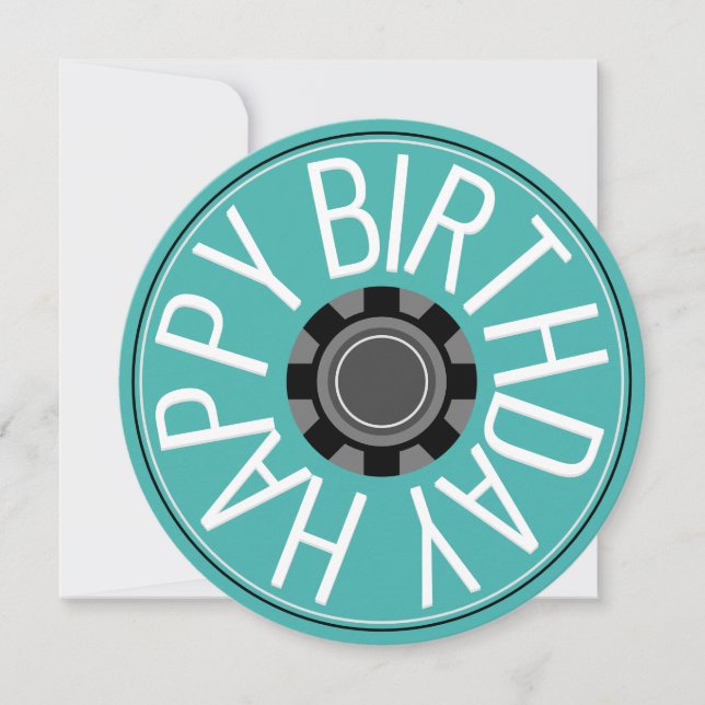 Cartes Pour Fêtes Annuelles Turquoise Round Industrial Joyeux Anniversaire Sal (Devant)