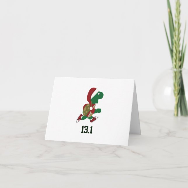 Cartes Pour Fêtes Annuelles Turtle de Noël runner 13.1 (Devant)