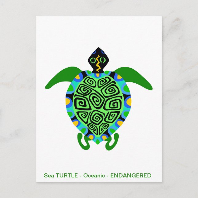 Cartes Pour Fêtes Annuelles TURTLE en mer cool - Graphique animal en danger (Devant)