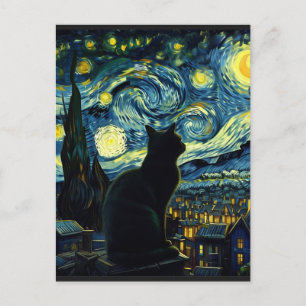 Cartes Pour Fêtes Annuelles Tuxedo Chat Starry Nuit Tuxedo Propriétaire du Cha