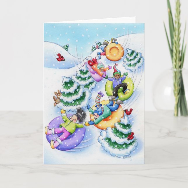 Cartes Pour Fêtes Annuelles Tuyauterie de neige (Devant)