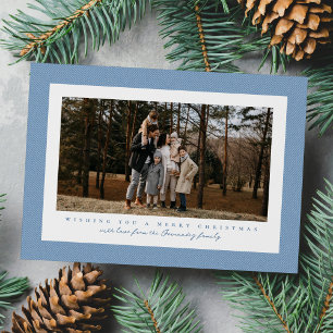 Cartes Pour Fêtes Annuelles Tweed en bleu clair à chevrons photo de Noël