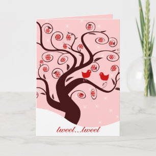 Cartes Pour Fêtes Annuelles Tweet Tweet Joli Oiseaux tourbillonner Tree Sweet