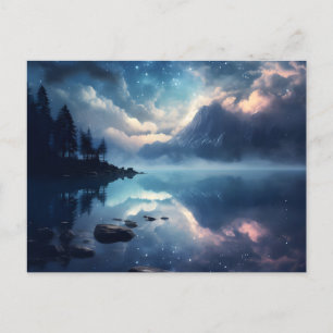 Cartes Pour Fêtes Annuelles Twilight Starry Lake Mirror Symphonie céleste