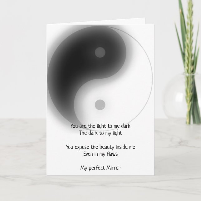 Cartes Pour Fêtes Annuelles Twin Flame Soulmates My Mirror Yin Yang Poem (Devant)