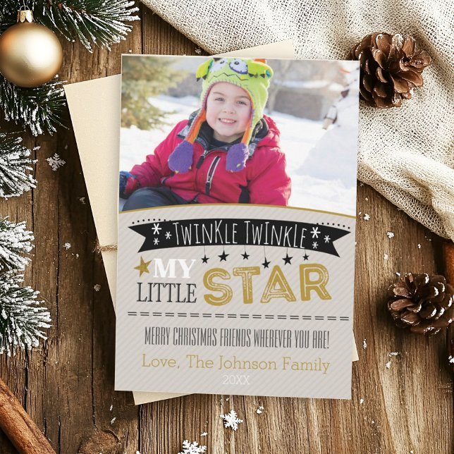 Cartes Pour Fêtes Annuelles Twinkle Twinkle My Little Star PhotoChristmas Card (Photo Christmas cad with twinkle little star theme.)