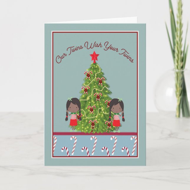 Cartes Pour Fêtes Annuelles Twins Wishing Twins a Joyeux Christmas Card (Devant)