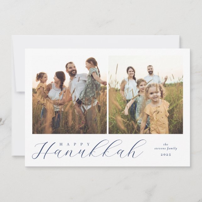 Cartes Pour Fêtes Annuelles Two Photo Modern Hanukkah (Devant)