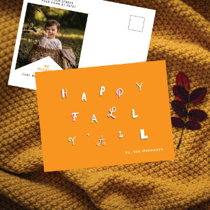 Cartes Pour Fêtes Annuelles Type de fête Photo "Happy Fall Y'all" Orange