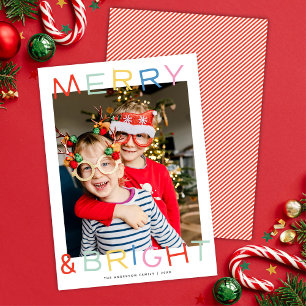 Cartes Pour Fêtes Annuelles Type de jeu moderne Noël Joyeux & Bright One Photo