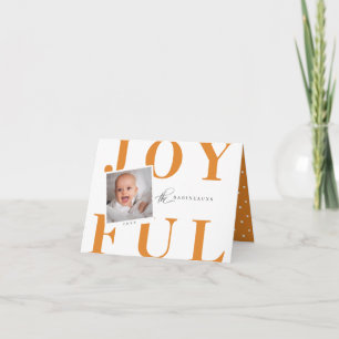 Cartes Pour Fêtes Annuelles Type moderne Bold Type Photo Christmas Card Orange