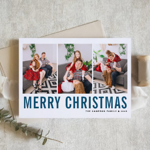 Cartes Pour Fêtes Annuelles Typographie Bleue Joyeux Noël Photo Collage