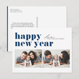 Cartes Pour Fêtes Annuelles Typographie Bleue Rétro Joyeuses Fêtes Deux photos