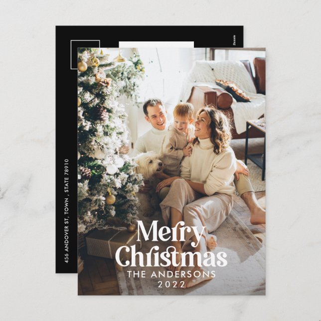 Cartes Pour Fêtes Annuelles  Typographie botanique à l'aquarelle élégante mode (Devant / Derrière)