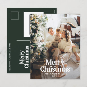 Cartes Pour Fêtes Annuelles Typographie botanique à l'aquarelle vert foncé mod