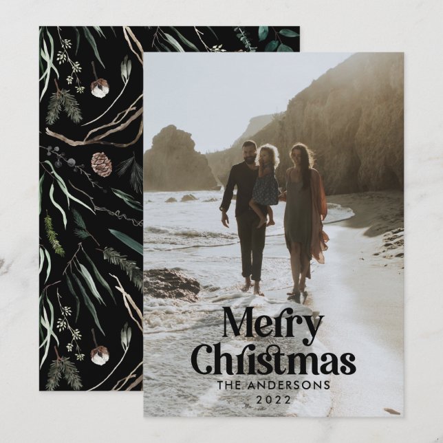 Cartes Pour Fêtes Annuelles Typographie botanique de la sauge noire (Devant / Derrière)