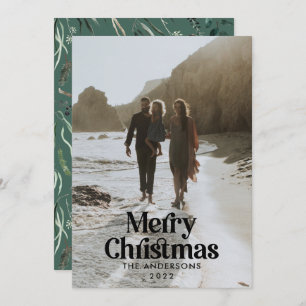 Cartes Pour Fêtes Annuelles Typographie botanique moderne de l'aquarelle verte