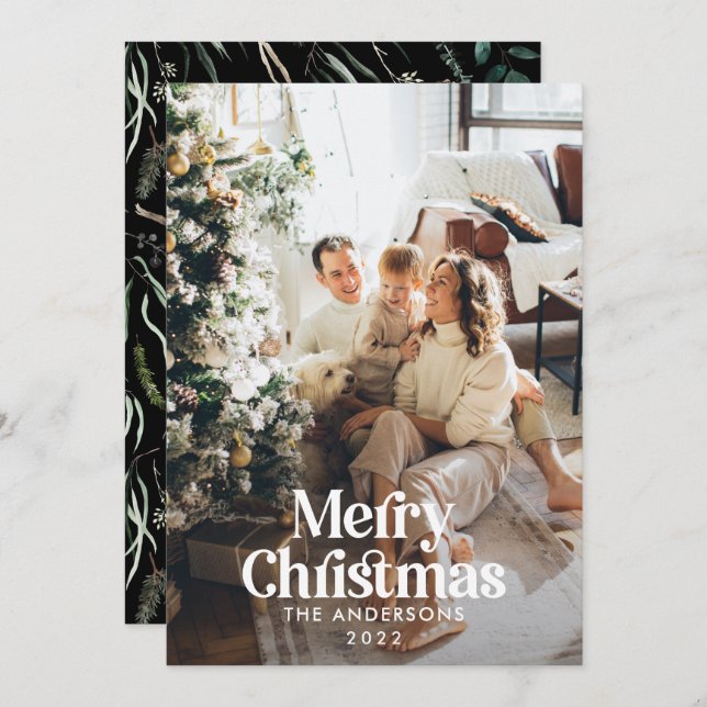 Cartes Pour Fêtes Annuelles Typographie botanique moderne et élégante (Devant / Derrière)