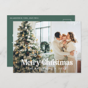 Cartes Pour Fêtes Annuelles Typographie botanique moderne sauge vert aquarelle