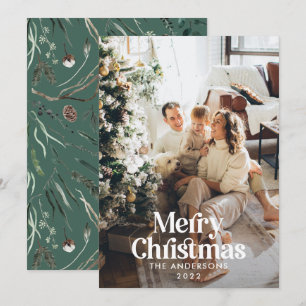 Cartes Pour Fêtes Annuelles Typographie botanique moderne sauge vert aquarelle