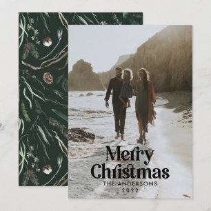 Cartes Pour Fêtes Annuelles Typographie botanique moderne vert foncé