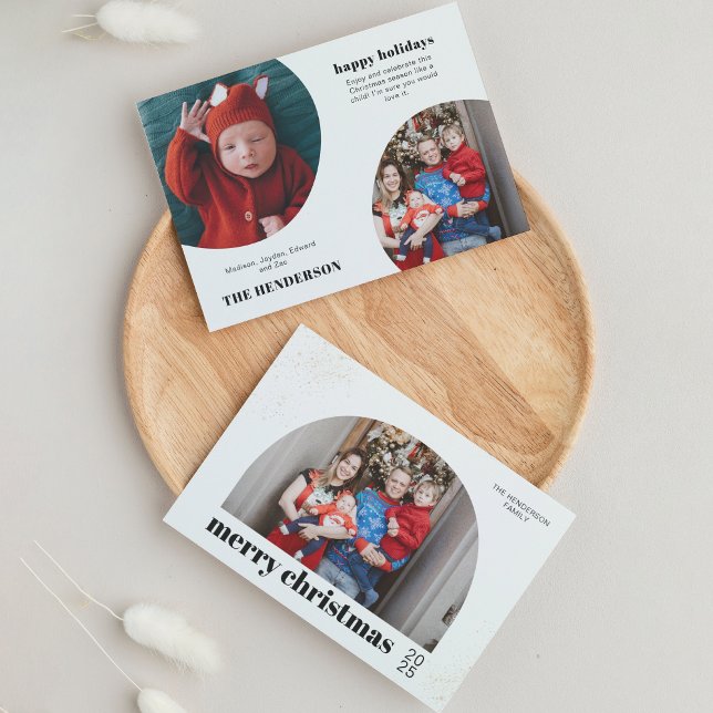 Cartes Pour Fêtes Annuelles Typographie chic Joyeux Arc de Noël Photo (Créateur téléchargé)